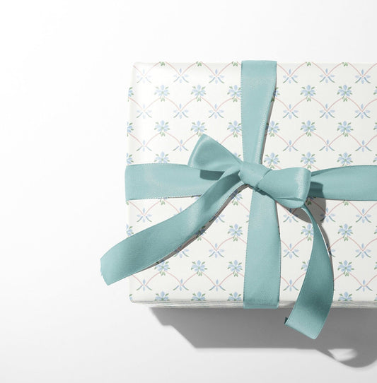 Blue Floral Gift Paper Sheet with Little Blue Flowers – Large Size Wrap