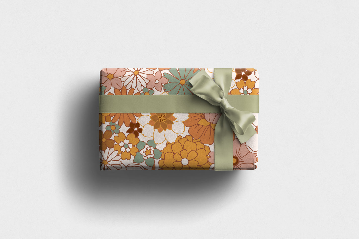 Retro Floral Wrapping Paper 70s Style Flower Design
