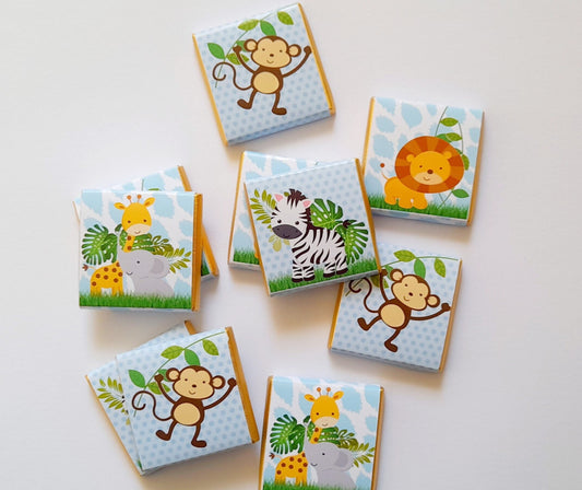 Baby Jungle Personalized Chocolate Favours – Cute Safari Animal Party Treats (Pack of 25)
