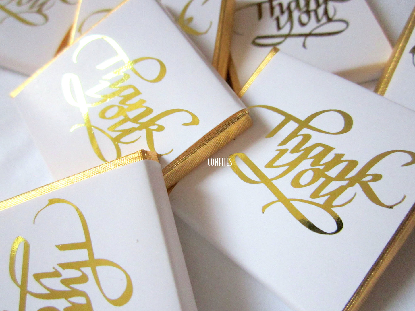 Personalized Thank You Golden Chocolate Favours – Wedding & Party Guest Favours (Pack of 25)