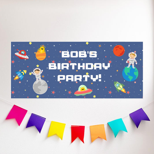 Custom Space Birthday Banner – Astronaut Theme Party Decoration for Kids