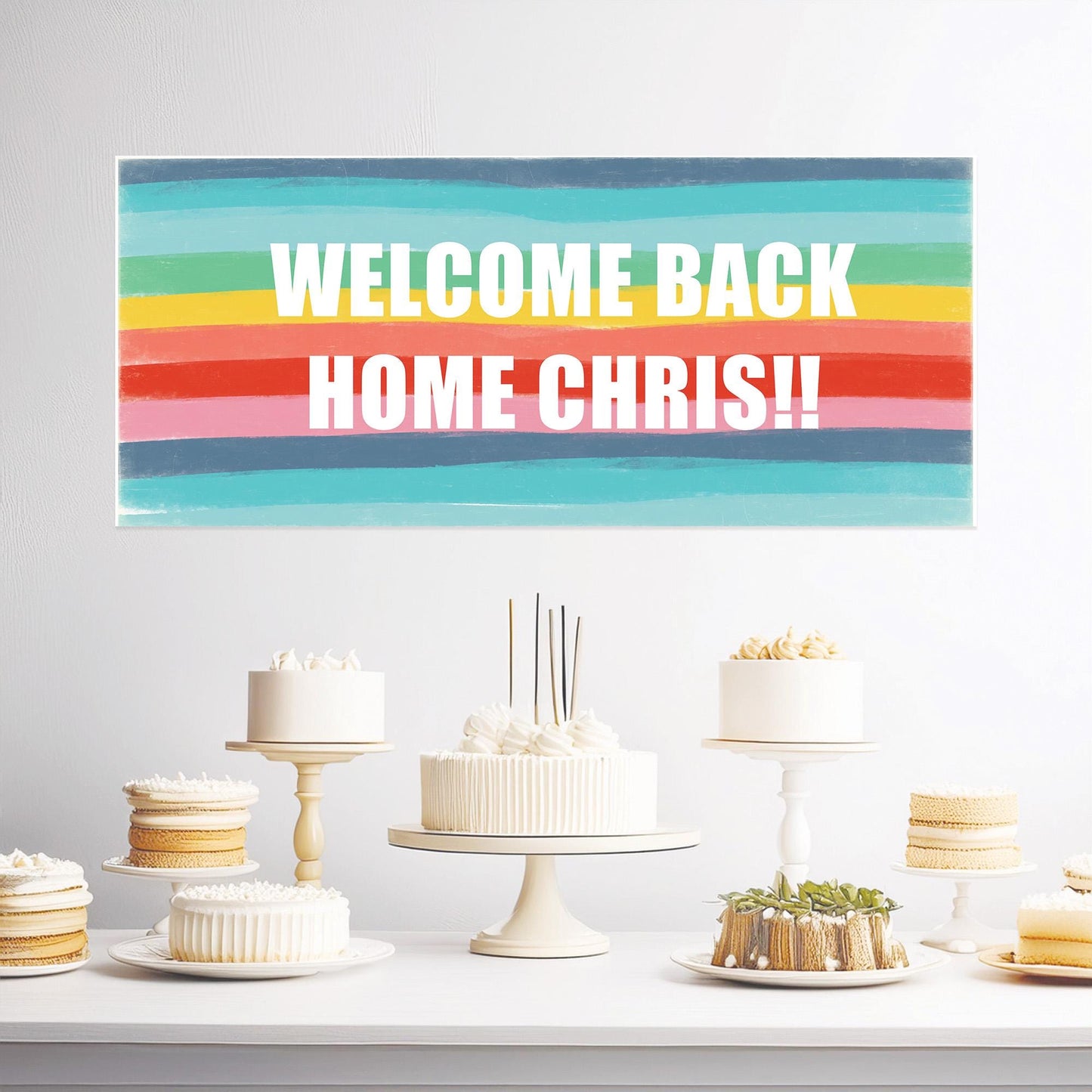 Personalised Welcome Home Banner – Custom Satin Paper Wall Decor for Homecoming Celebrations