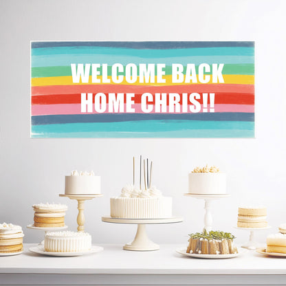 Personalised Welcome Home Banner – Custom Satin Paper Wall Decor for Homecoming Celebrations