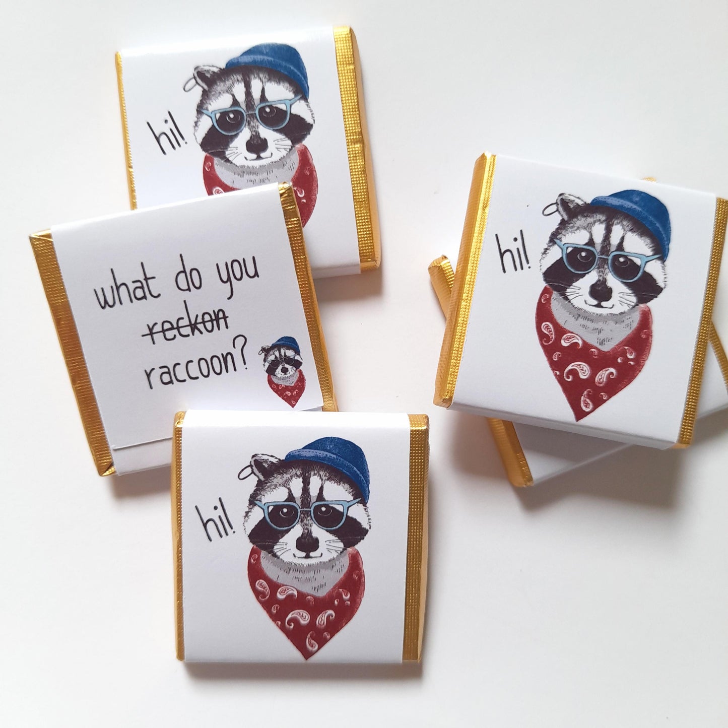 Personalized Raccoon Chocolate Favours – Birthday Party Favours (Pack of 25)