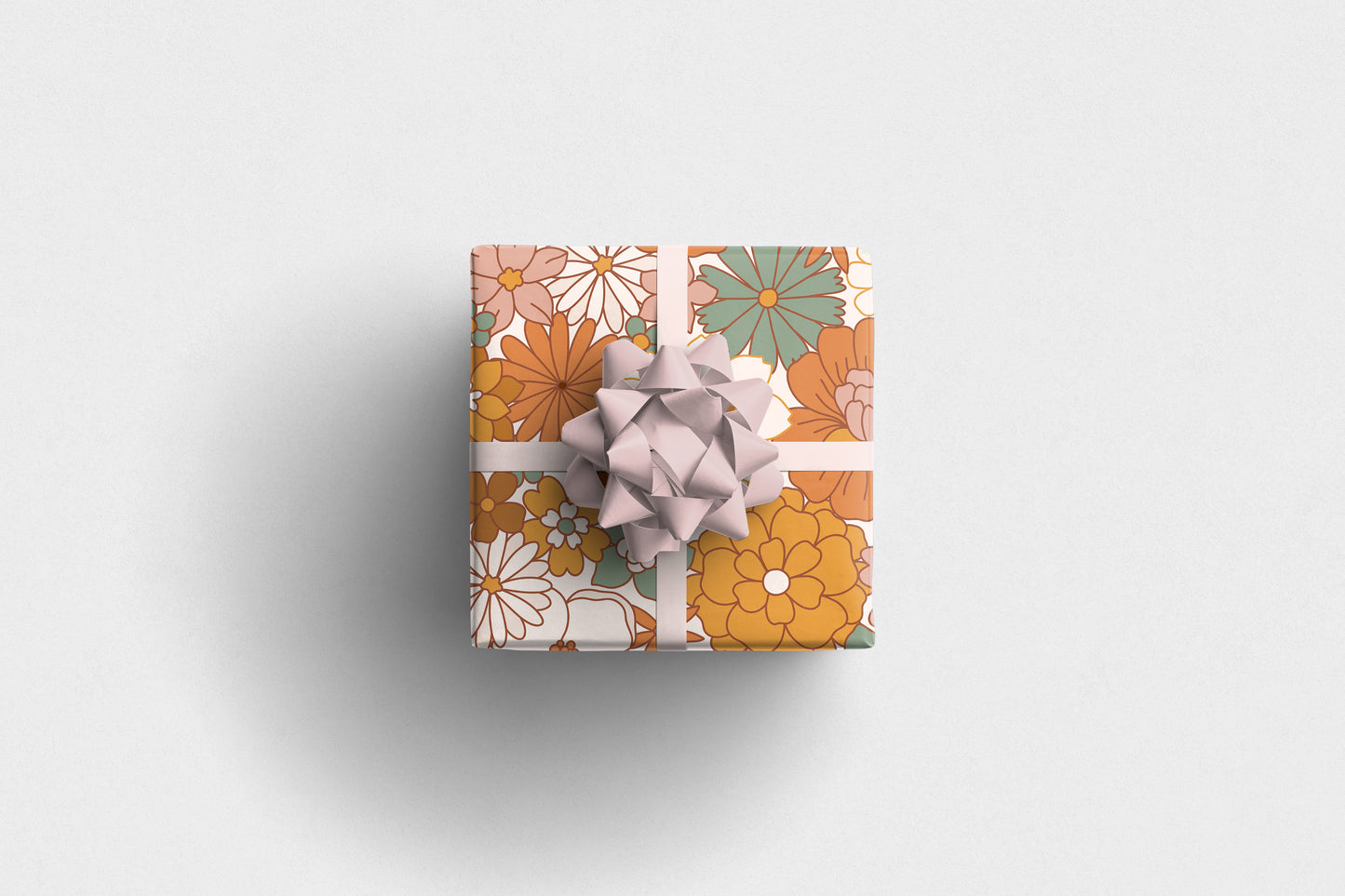 Retro Floral Wrapping Paper 70s Style Flower Design