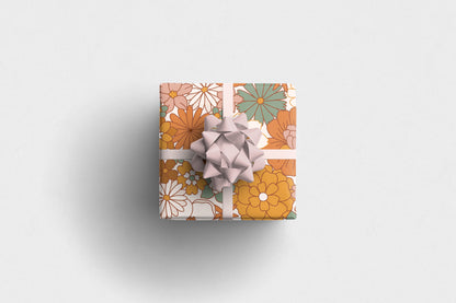 Retro Floral Wrapping Paper 70s Style Flower Design
