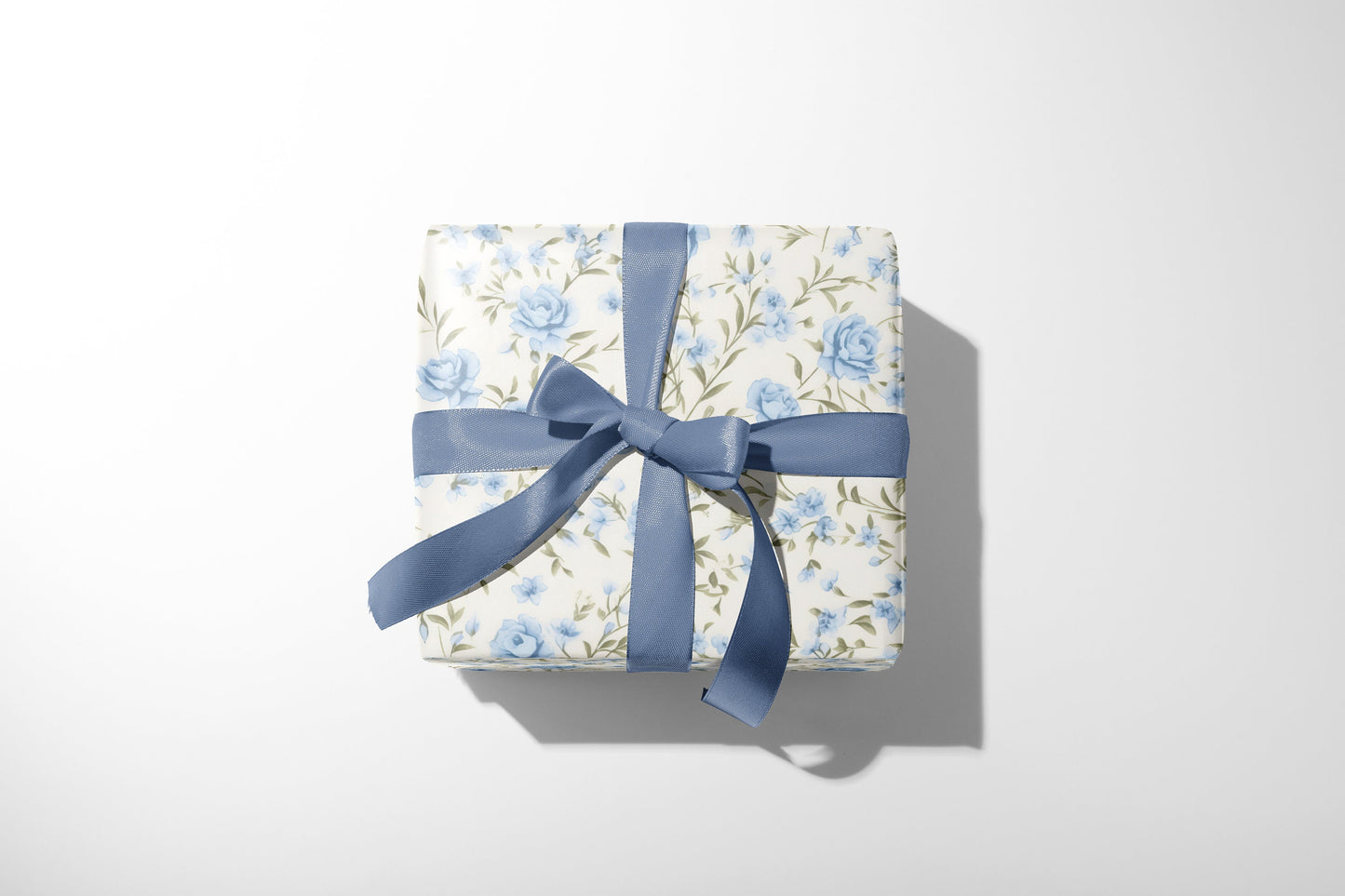 Blue Rococo Roses Gift Paper Sheet – Large Size Floral Wrapping Paper