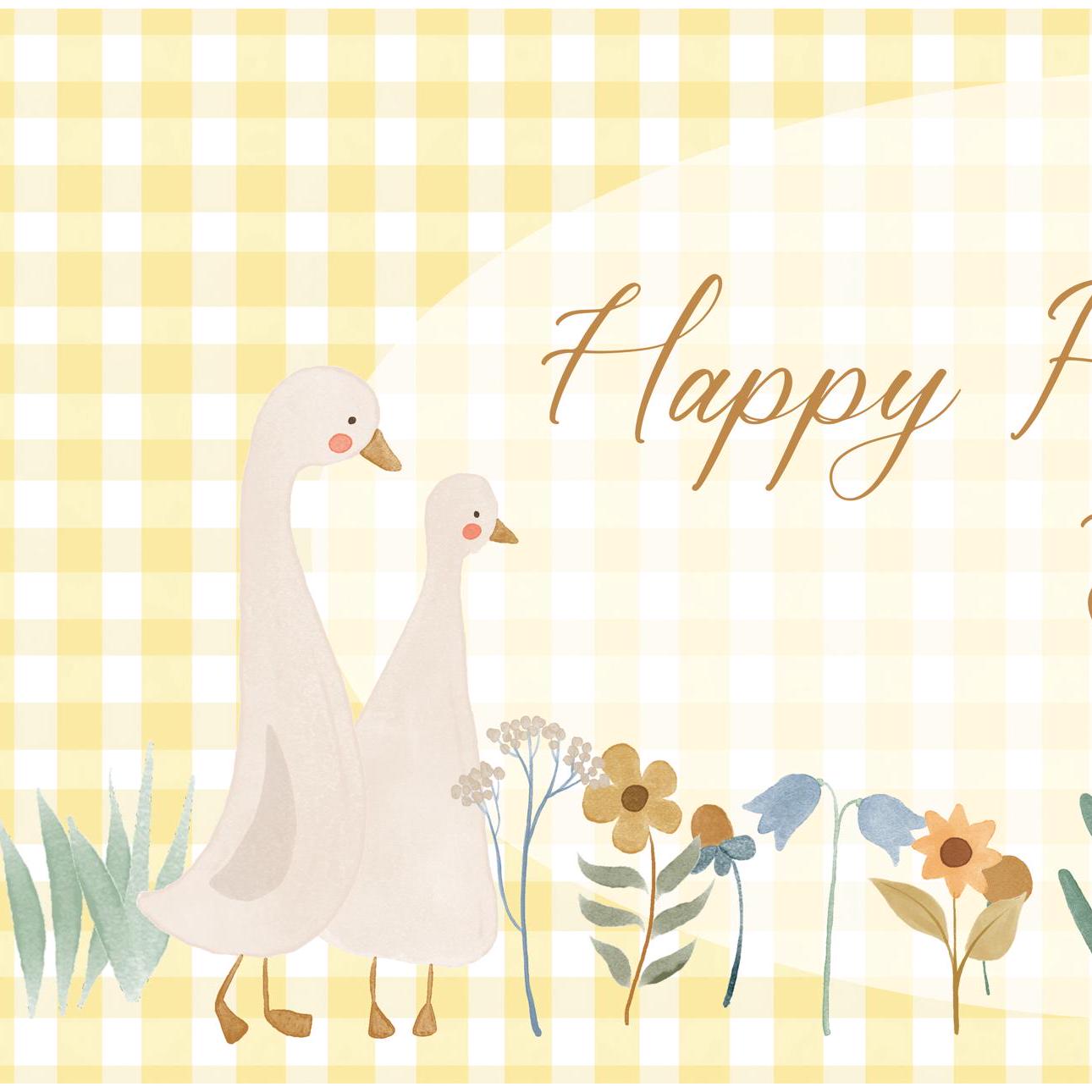 Personalised First Birthday Banner – Goose Family Baby Party Wall Decor in Satin Paper