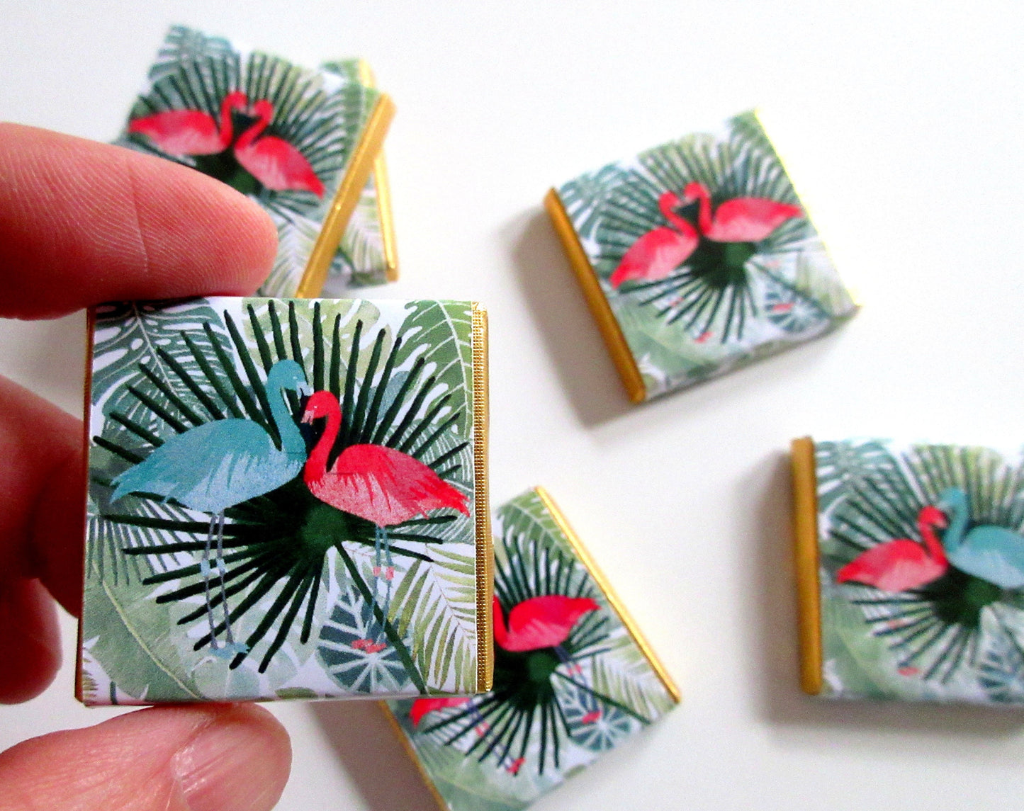Personalized Wedding Tropical Flamingos Chocolate Favours – Custom Party Favours (Pack of 25)