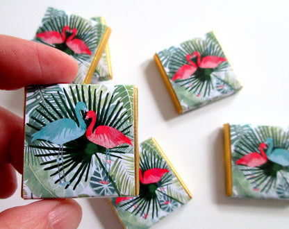Personalized Wedding Tropical Flamingos Chocolate Favours – Custom Party Favours (Pack of 25)