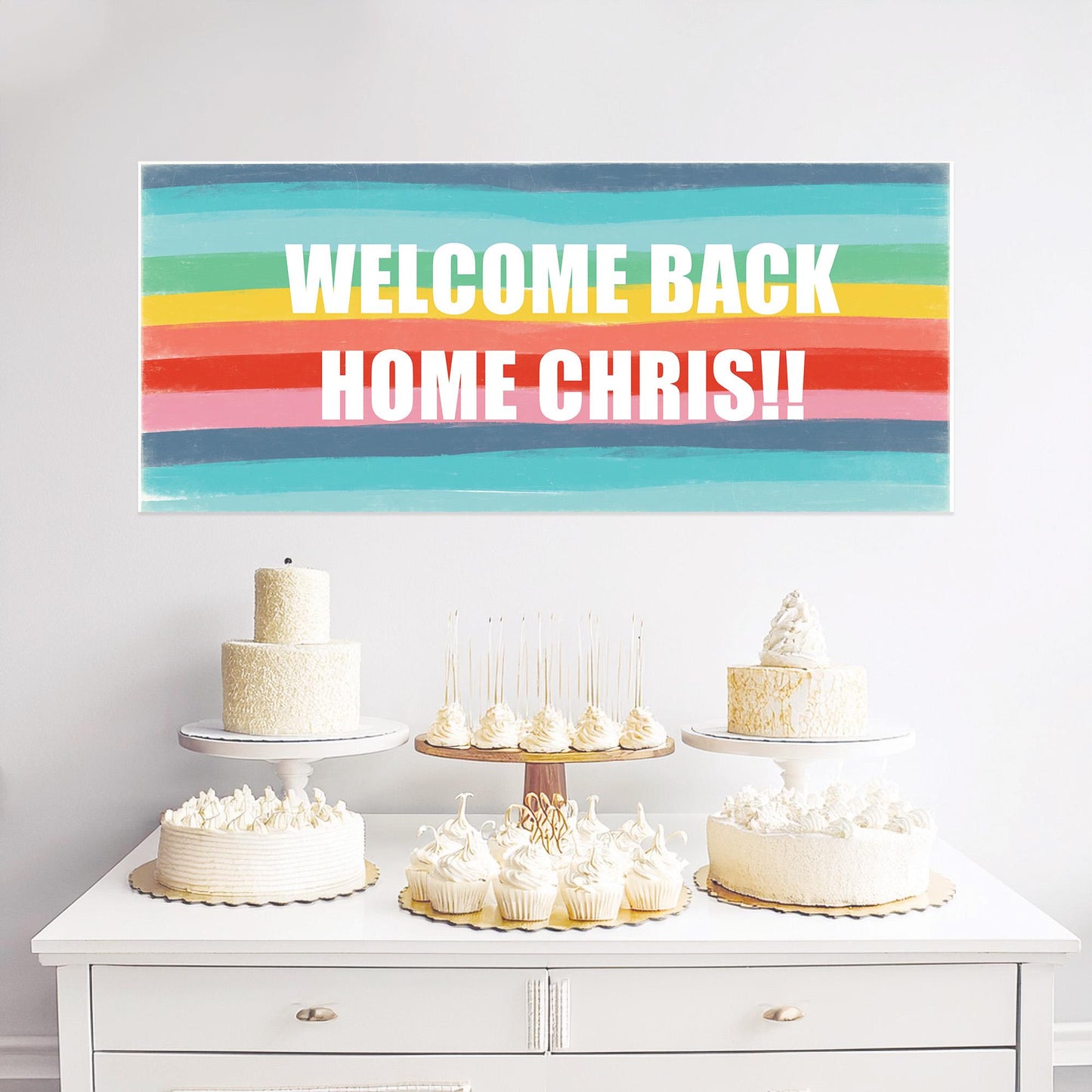 Personalised Welcome Home Banner – Custom Satin Paper Wall Decor for Homecoming Celebrations