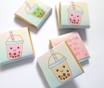 Personalized Bubble Tea Party Chocolate Favours – Boba Tea Party Guest Favours (Pack of 25)