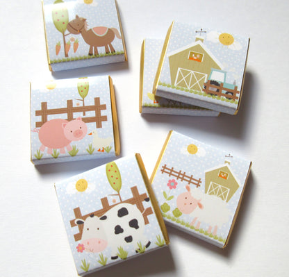 Farmyard Personalized Chocolate Favours – Cute Farm Animal Party Treats (Pack of 25)