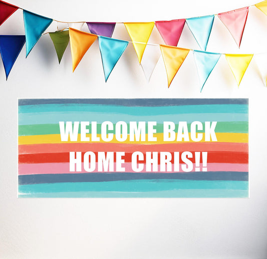 Personalised Welcome Home Banner – Custom Satin Paper Wall Decor for Homecoming Celebrations