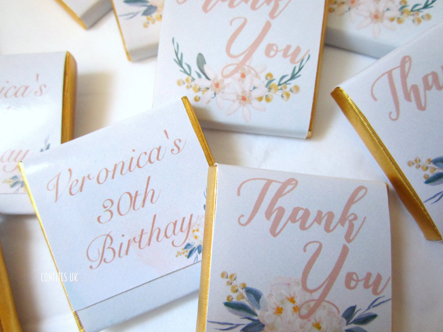 Personalized Thank You Pastel Colours Chocolate Favours – Custom Guest Favours (Pack of 25)