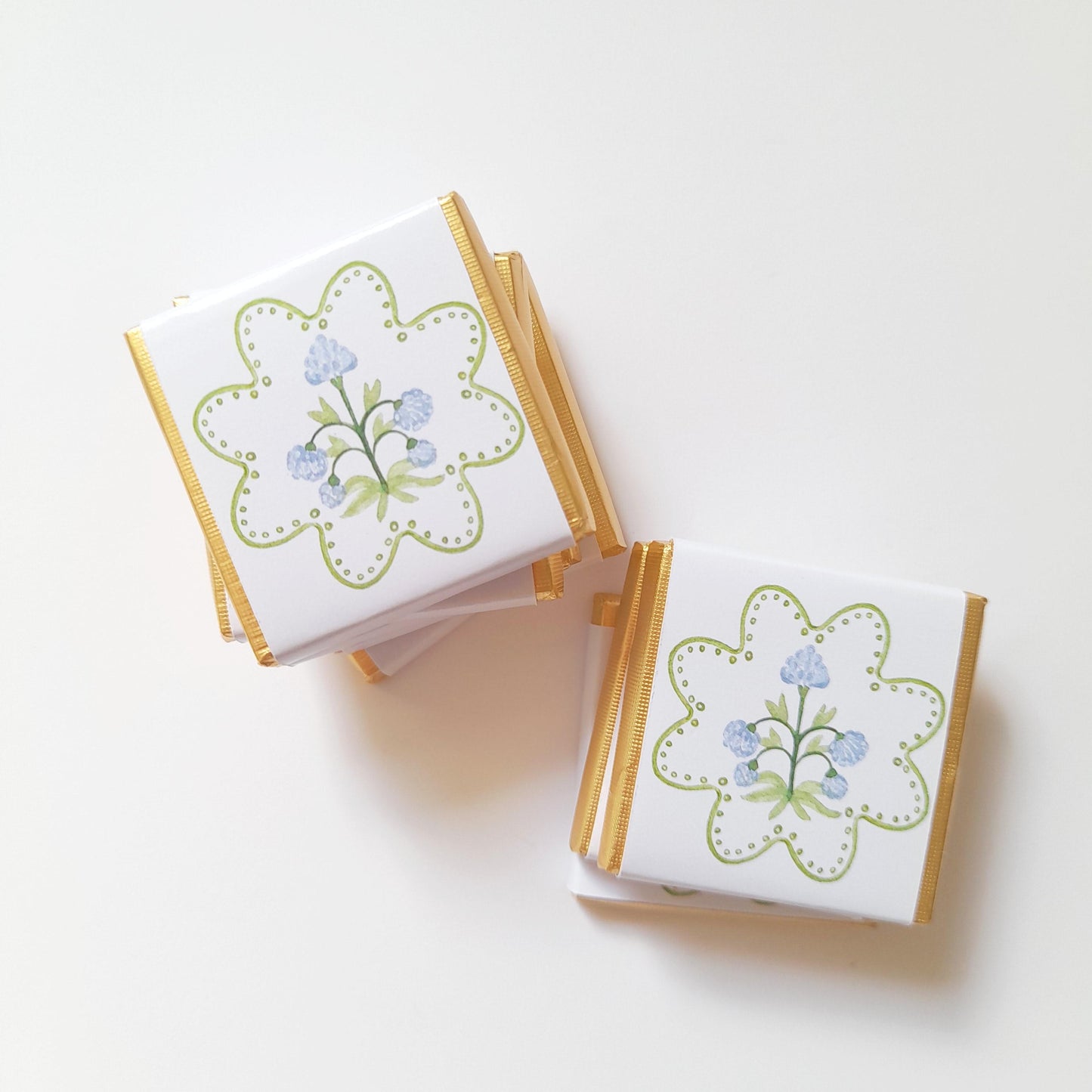 Elegant Pastel Blue Flower Thank You Chocolates – Wedding & Birthday Favours (Pack of 25)
