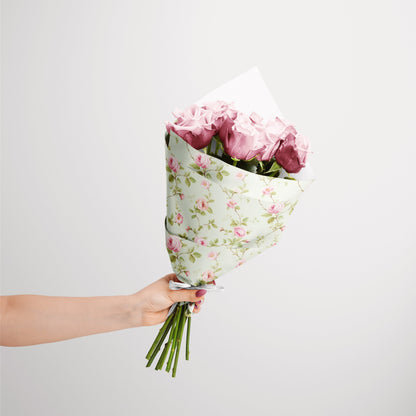 Retro Green and Pink Roses Gift Paper Sheet – Large Size Wrap