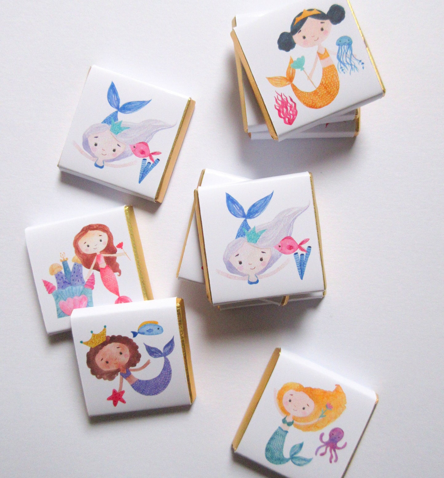 Mermaid Personalized Chocolate Favours – Under the Sea Birthday & Party Treats (Pack of 25)