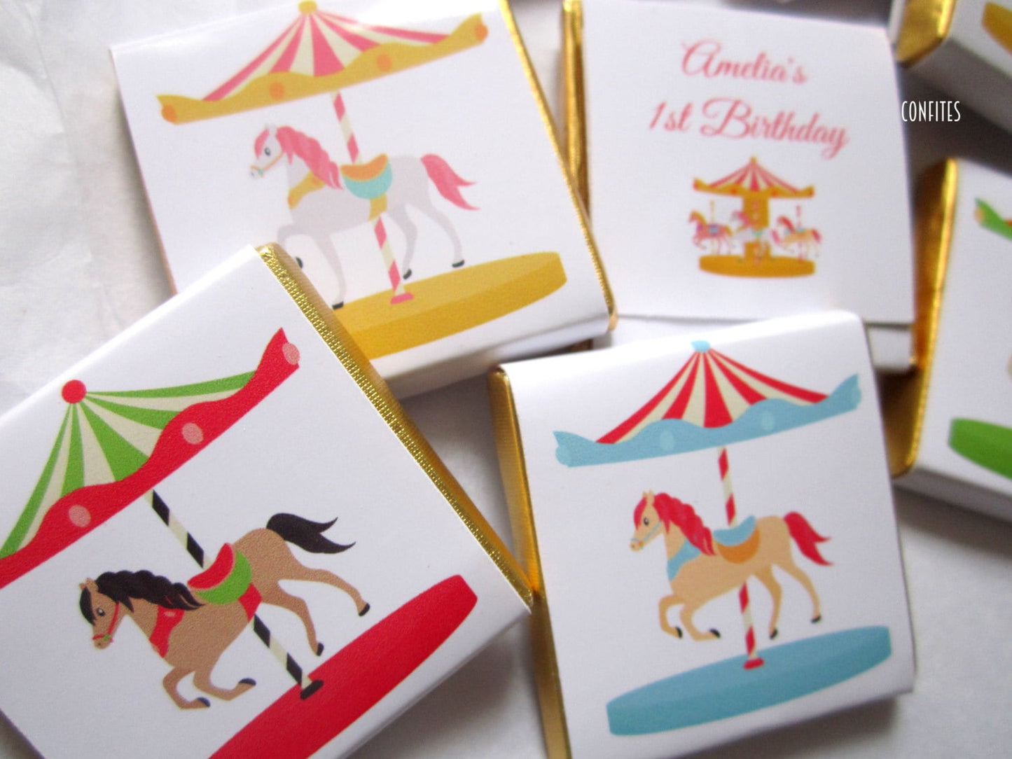 Personalized Horse Carousel Chocolate Favours – Custom Party Favours (Pack of 25 pcs)