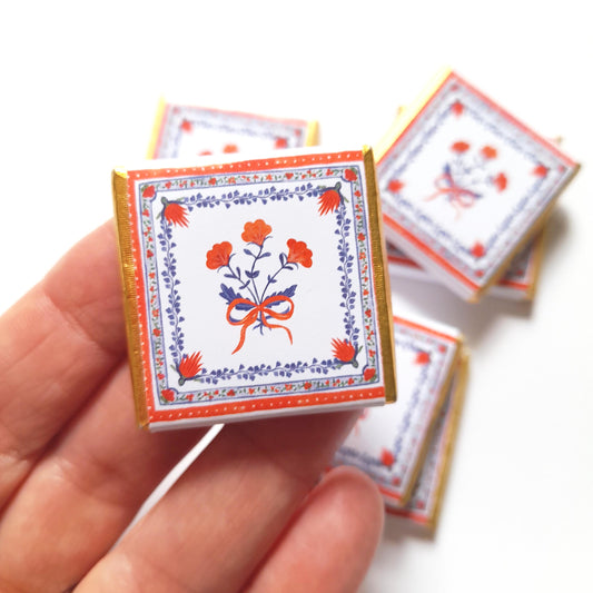 Little Red Flower Thank You Chocolate Favours – Personalized Wedding & Birthday Treats (Pack of 25)