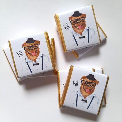 Personalized Pug Chocolate Favours – Birthday Party Favours (Pack of 25)