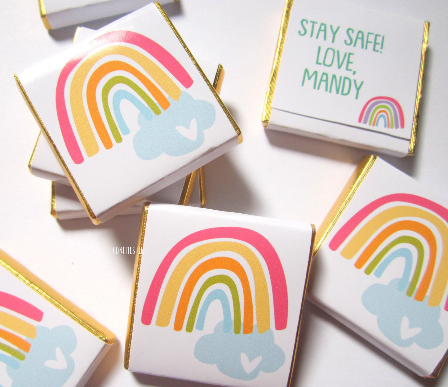 Personalized Rainbow Chocolate Favours – Happy Rainbow Gift Chocolates for Party Favours (Pack of 25)