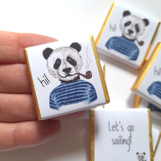 Personalized Panda Sailor Chocolate Favours – Birthday Party Favours (Pack of 25)