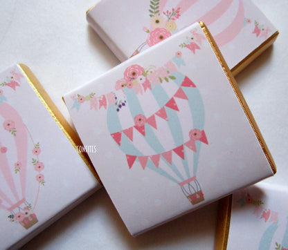 Hot Air Balloon Personalized Chocolate Favours – Baby Shower Guest Favours (Set of 25)