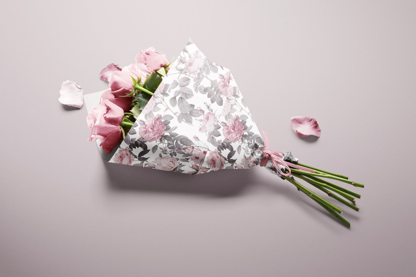 Dusty Pink Roses Gift Paper Sheet – Elegant Floral Gift Wrap, Large Size for Wrapping Presents and Special Occasions
