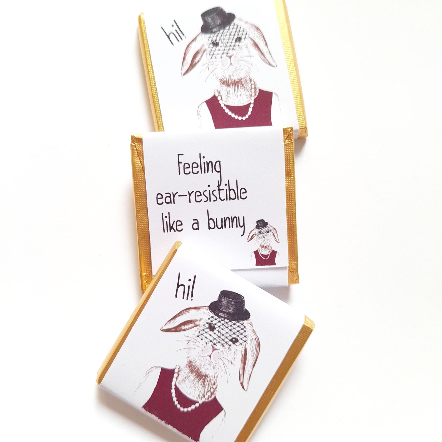 Personalized Fancy Bunny Lady Chocolate Favours – Birthday Party Favours (Pack of 25)