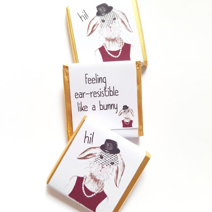 Personalized Fancy Bunny Lady Chocolate Favours – Birthday Party Favours (Pack of 25)