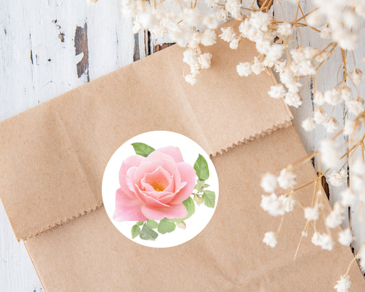 Elegant Rose Round Stickers – 24 pcs, Perfect for Envelope Seals & Gift Wrapping