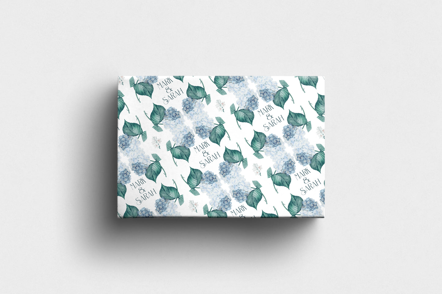 Personalised  Wedding Wrapping Paper Blue Hydrangea