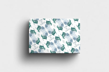 Personalised  Wedding Wrapping Paper Blue Hydrangea