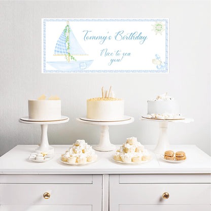 Personalised Nautical Banner – Custom Birthday Wall Decor in Satin Paper, Suitable for Any Occasion