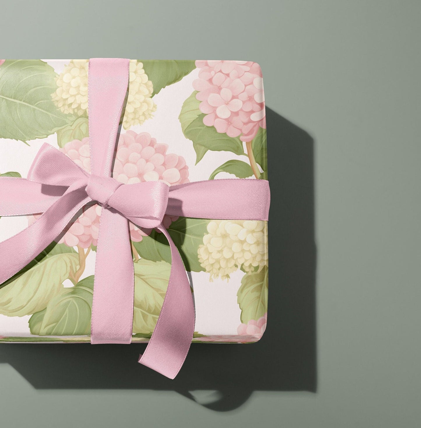 Pink and Cream Hydrangeas Gift Paper Sheet – Large Floral Wrapping Paper
