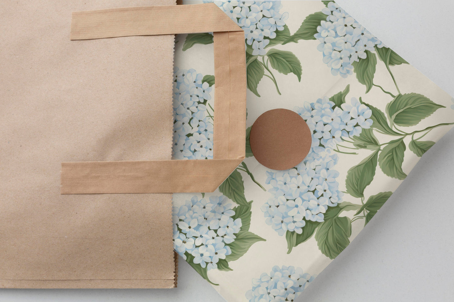 Blue Hydrangeas Gift Paper Sheet – Large Size Floral Wrapping Paper