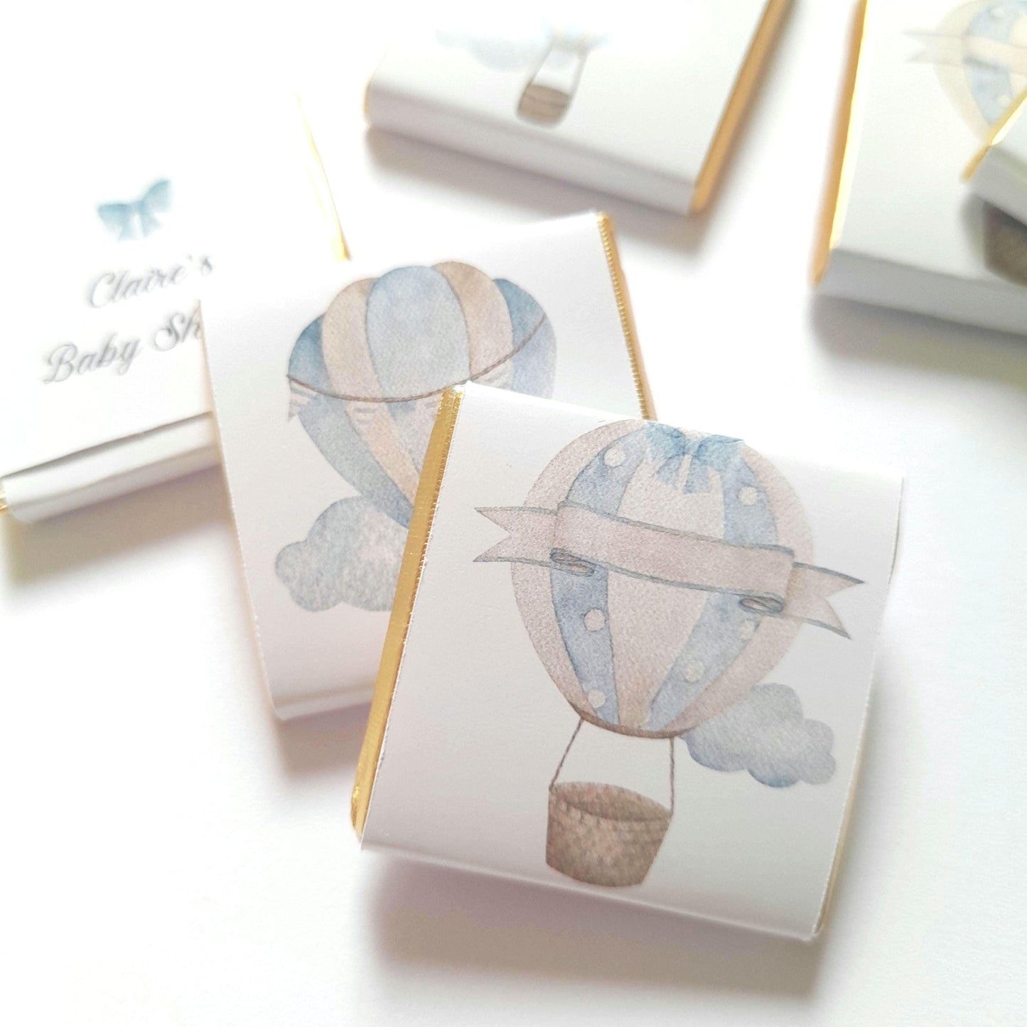 Baby Shower Personalised Chocolate Favours – Blue Hot Air Balloon Theme (Pack of 25)