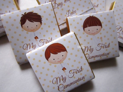 Personalized 1st Communion Boys Chocolate Favours – Custom Guests Favours (Pack of 25)