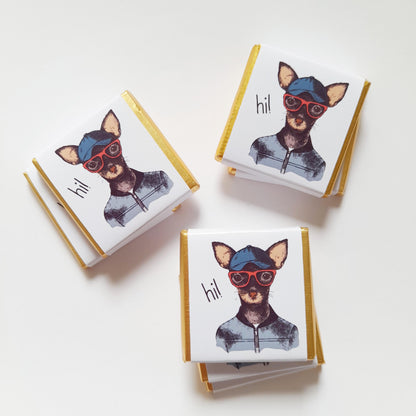 Personalized Toy Terrier Chocolate Favours – Cute Dog Birthday Party Treats (Pack of 25)
