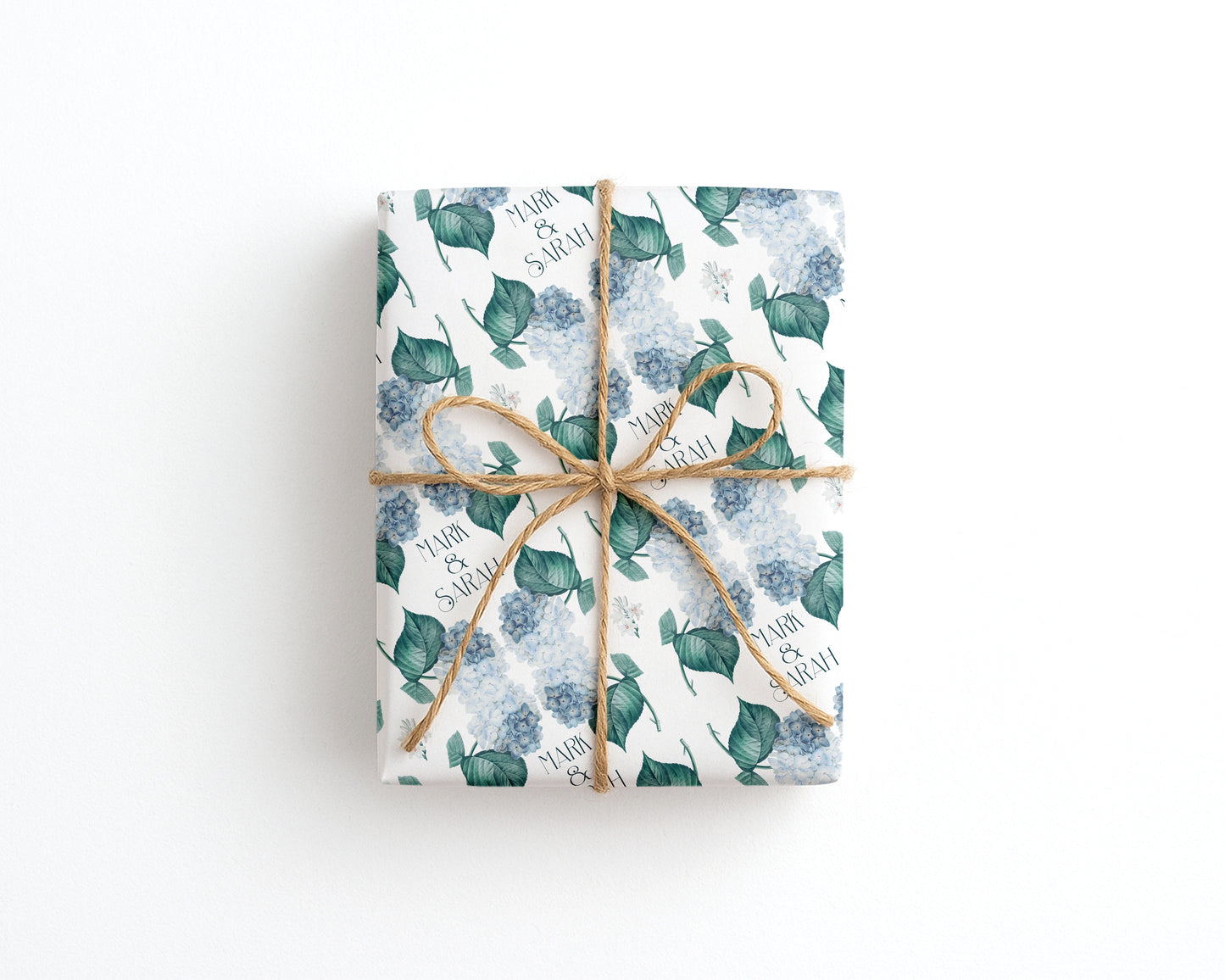Personalised  Wedding Wrapping Paper Blue Hydrangea