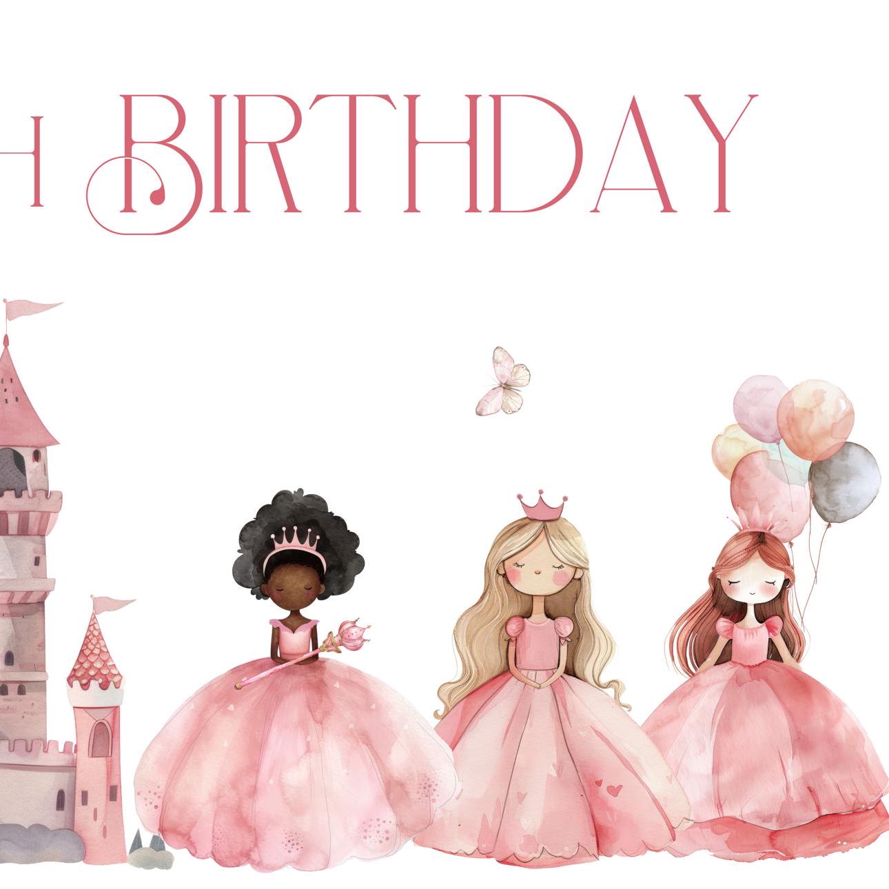 Personalised Princesses Birthday Banner – Satin Paper Birthday Party Wall Decor