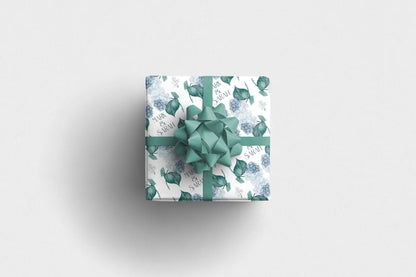 Personalised  Wedding Wrapping Paper Blue Hydrangea