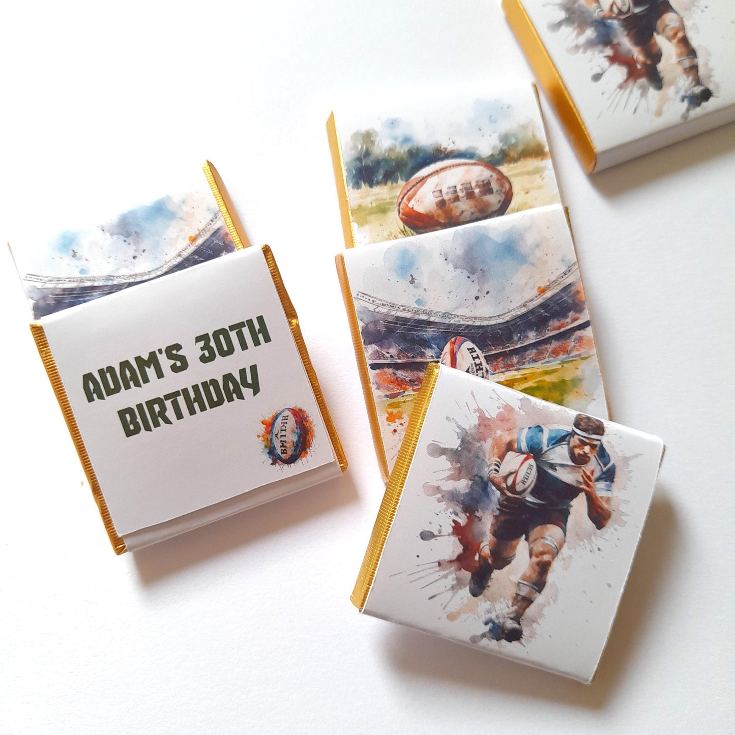 Rugby Player personalised chocolate favours,  pack of 25
