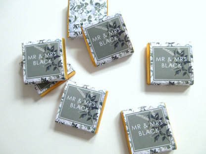 Personalized Green Wedding Chocolate Favours – Custom Guest Favours (Pack of 25)