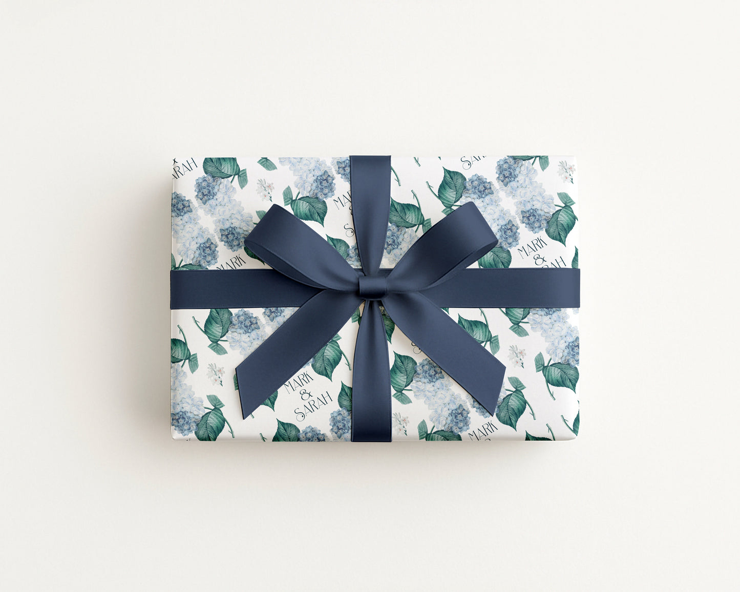 Personalised  Wedding Wrapping Paper Blue Hydrangea