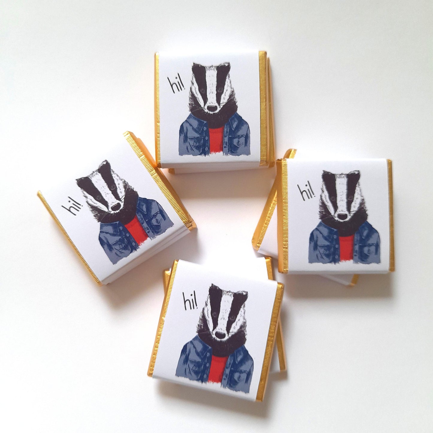Personalized Badger Chocolate Favours – Custom Birthday Party Treats (Pack of 25)