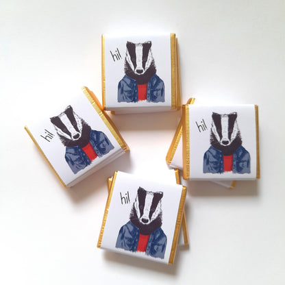 Personalized Badger Chocolate Favours – Custom Birthday Party Treats (Pack of 25)