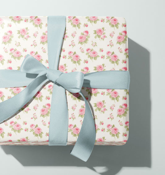 Large Retro Rococo Roses Gift Paper – Elegant Floral Wrapping Sheet