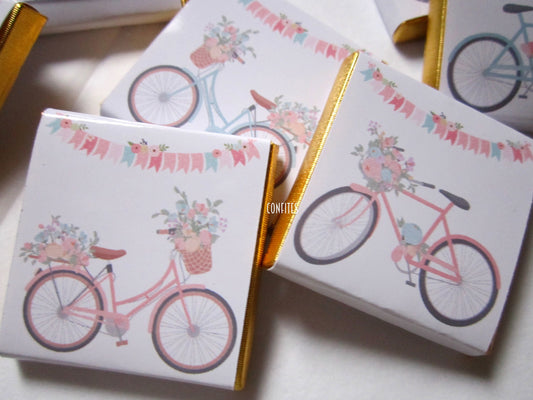 Personalized Spring Bicycle Chocolate Favours – Custom Chocolate Gifts (Pack of 25)